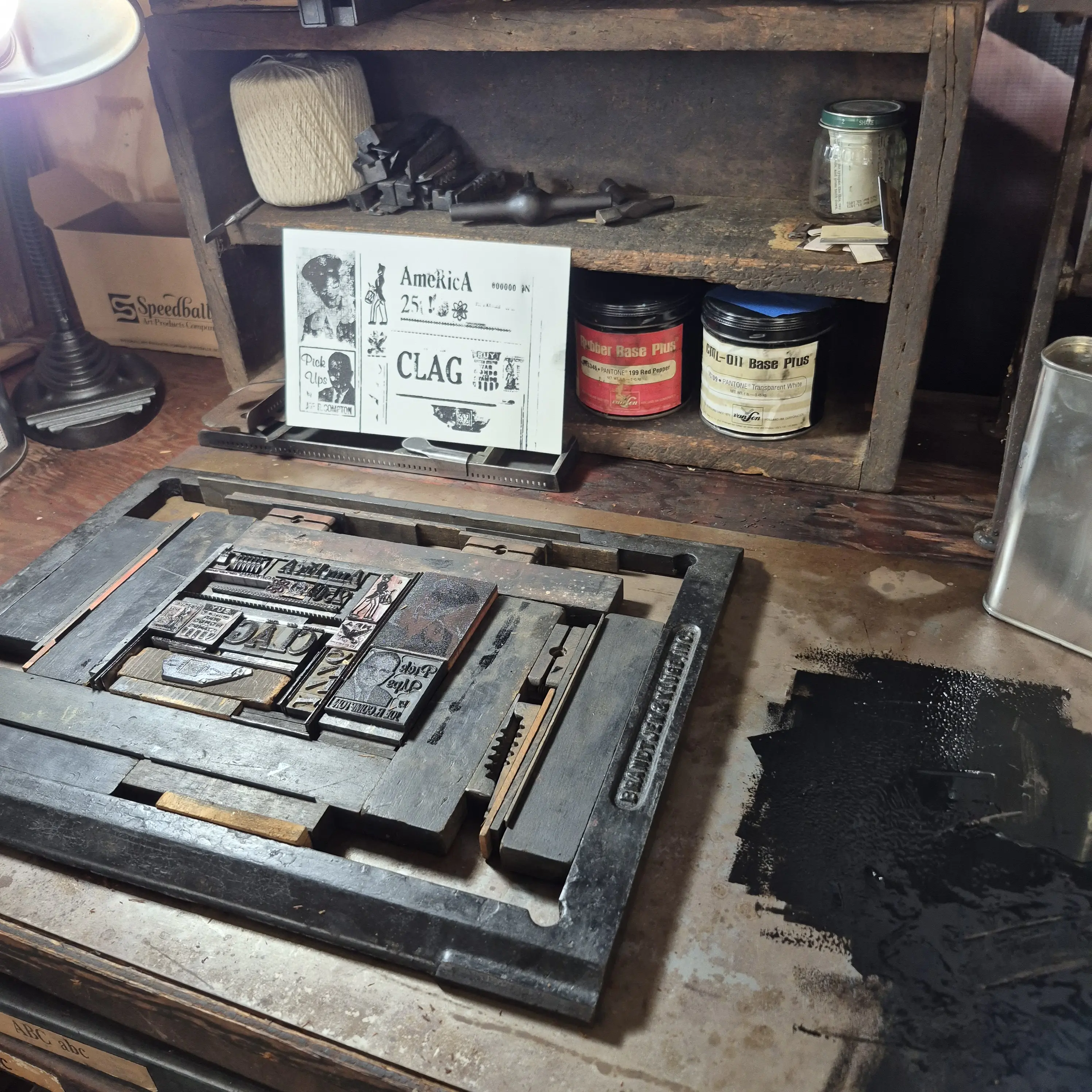 Historic letterpress equipment used for traditional printing